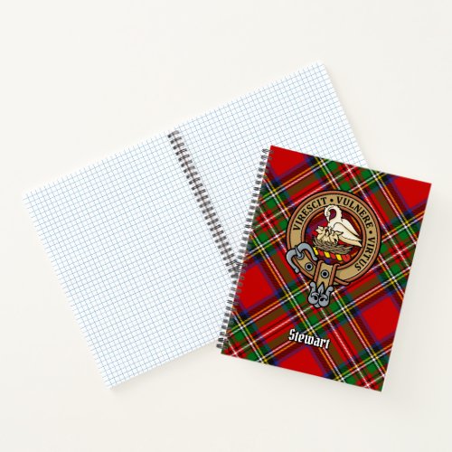 Clan Stewart Crest over Royal Tartan Notebook