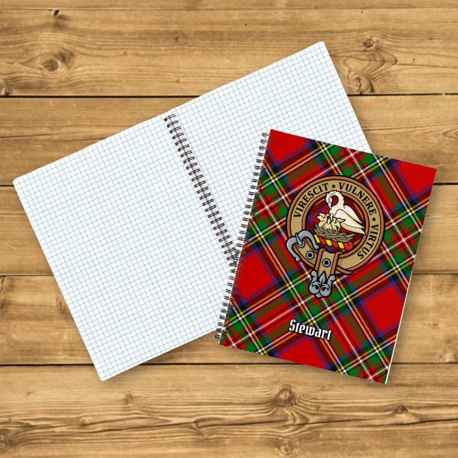 Clan Stewart Crest over Royal Tartan Notebook (Creator Uploaded)
