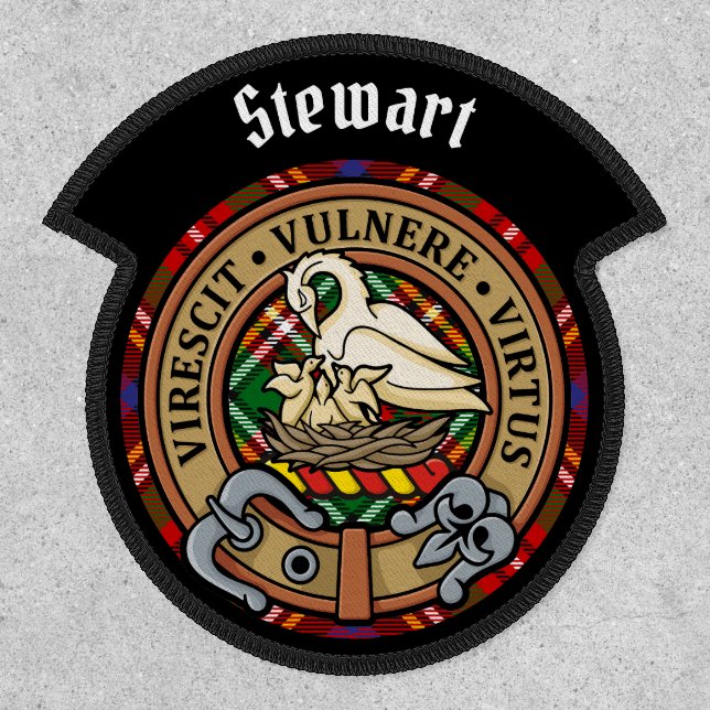 Clan Stewart Crest over Royal Tartan Patch (Front)