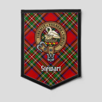Clan Stewart Crest over Royal Tartan Pennant