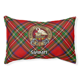 Clan Stewart Crest over Royal Tartan Pet Bed