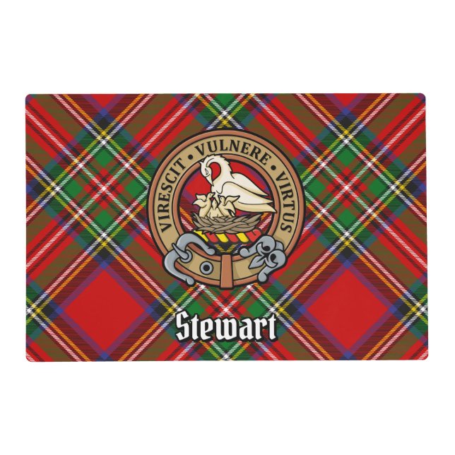 Clan Stewart Crest over Royal Tartan Placemat (Front)