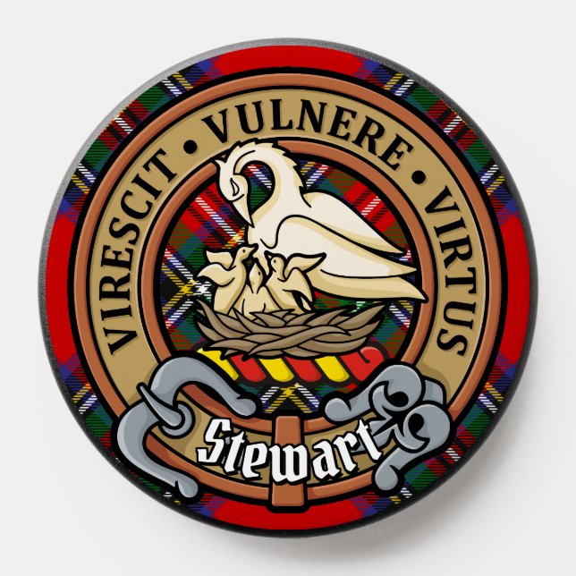 Clan Stewart Crest over Royal Tartan PopSocket (Popsocket)