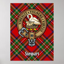 Clan Stewart Crest over Royal Tartan Poster