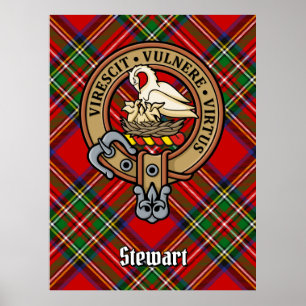 Clan Stewart Crest over Royal Tartan Poster