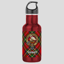 Clan Stewart Crest over Royal Tartan Stainless Steel Water Bottle