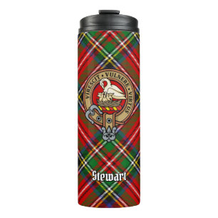 Clan Stewart Crest over Royal Tartan Thermal Tumbler