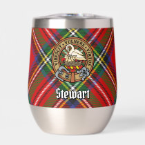 Clan Stewart Crest over Royal Tartan Thermal Wine Tumbler