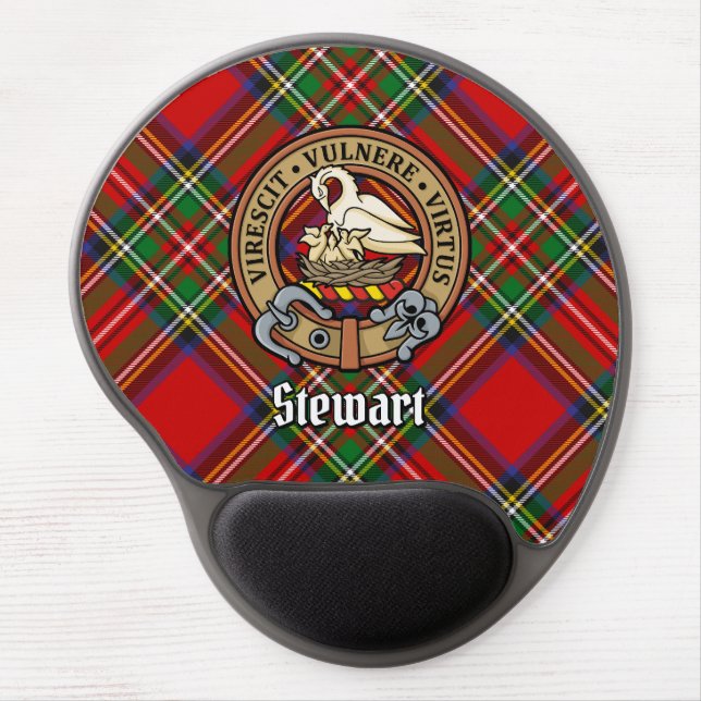 Clan Stewart Crest over Tartan Gel Mouse Pad (Front)