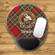 Clan Stewart Crest over Tartan Gel Mouse Pad