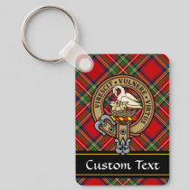 Clan Stewart Crest over Tartan Keychain