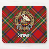 Clan Stewart Crest over Tartan Mouse Pad