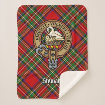 Clan Stewart Crest over Tartan Sherpa Blanket