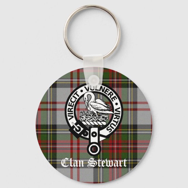 Clan Stewart Crest & Tartan Keychain (Front)