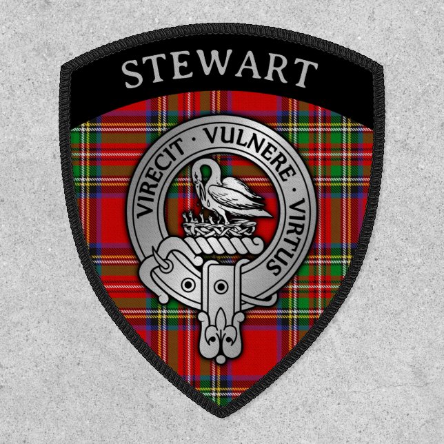 Clan Stewart Crest & Tartan Shield Patch (Front)
