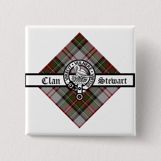 Clan Stewart Fancy Crest Badge Button (Front)
