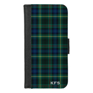 Clan Stewart Hunting Tartan Monogram iPhone 8/7 Wallet Case