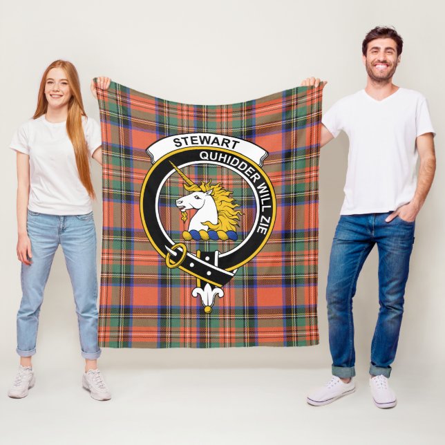 Clan Stewart Royal Ancient (of Appin) Tartan Plaid Fleece Blanket (In Situ)
