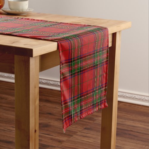 Clan Stewart Royal Scottish Tartan Plaid Pattern Medium Table Runner