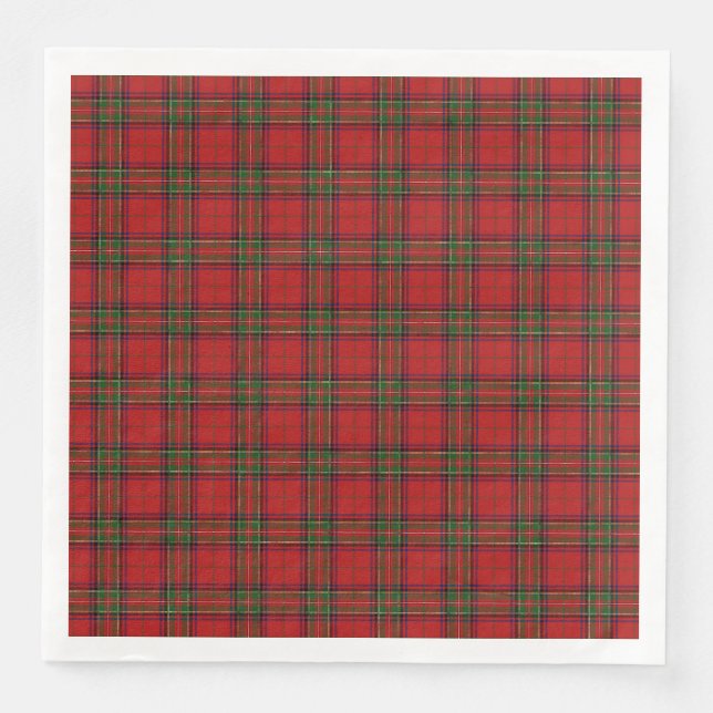 Clan Stewart Royal Scottish Tartan Plaid Pattern Paper Dinner Napkins (Front)