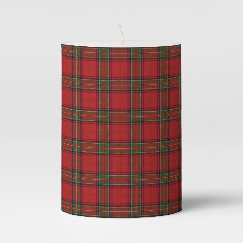 Clan Stewart Royal Scottish Tartan Plaid Pattern Pillar Candle