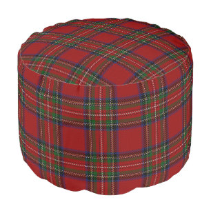 Clan Stewart Scottish Style Red Green Blue Tartan Pouf