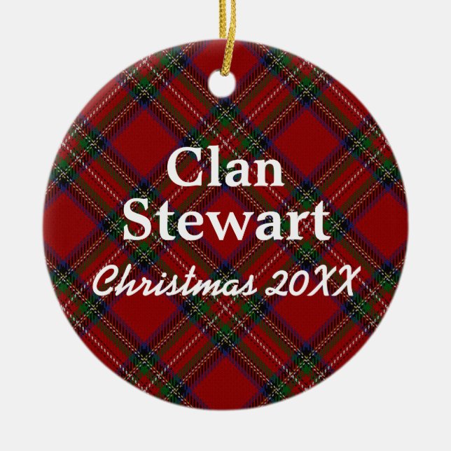 Clan Stewart Scottish Tartan Ceramic Ornament (Front)
