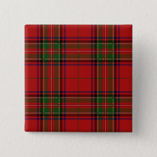 Clan Stewart Scottish Tartan Plaid Pattern Button