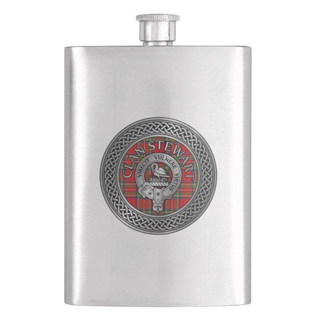 Clan Stewart | Stuart Crest & Tartan Knot Flask (Front)