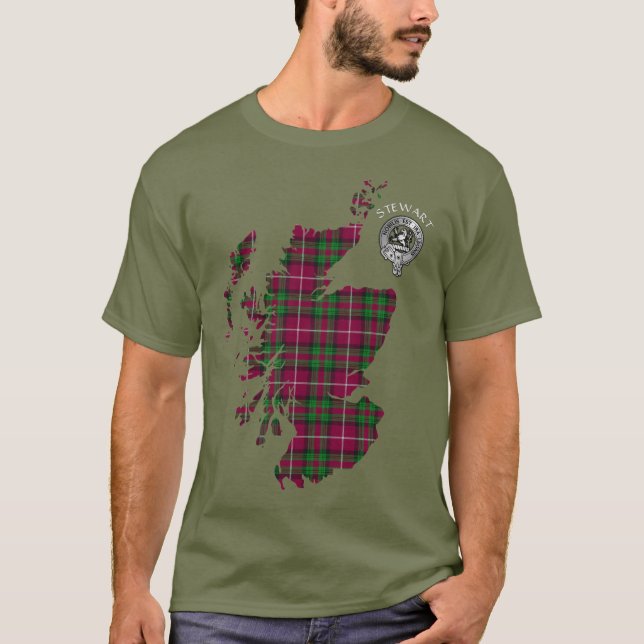 Clan Stewart | Stuart of Bute Map & Crest T-Shirt (Front)