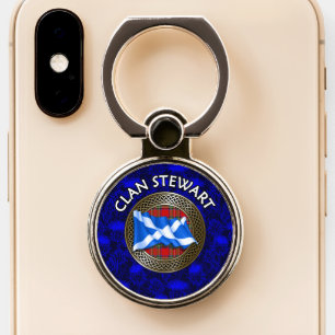 Clan Stewart Tartan Knot & Flag Phone Ring Stand