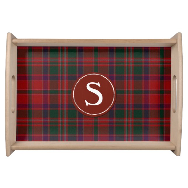 Clan Stewart Tartan Plaid Monogram Serving Tray (Front)