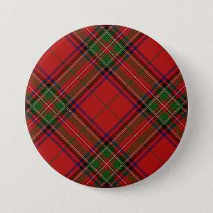 Clan Stewart Tartan Plaid Pattern Button