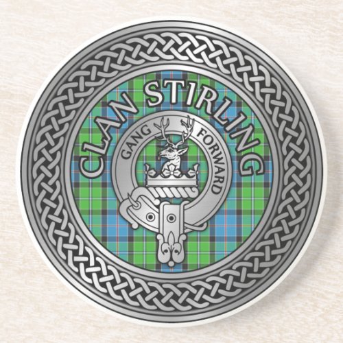Clan Stirling Crest  Tartan Knot Coaster