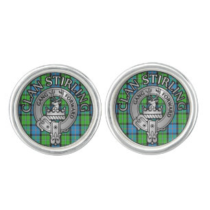 Clan Stirling Crest & Tartan Knot Cufflinks