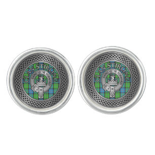 Clan Stirling Crest & Tartan Knot Cufflinks