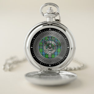 Clan Stirling Crest & Tartan Knot Pocket Watch
