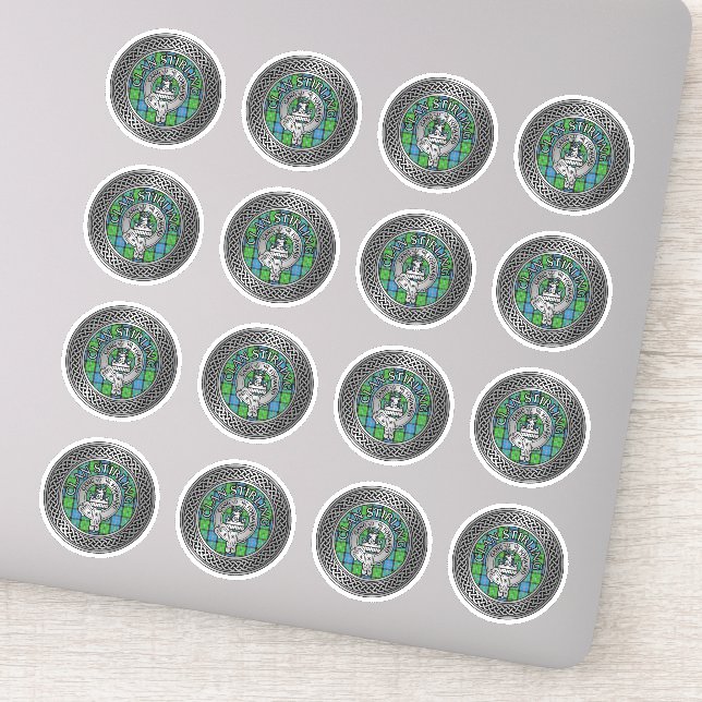 Clan Stirling Crest & Tartan Knot Sticker (Detail)