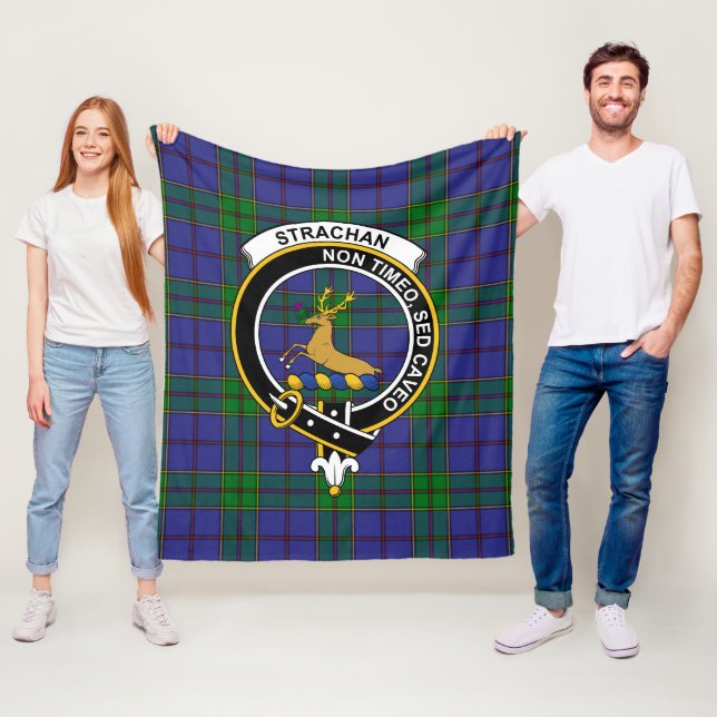 Clan Strachan Tartan Plaid Fleece Blanket (In Situ)