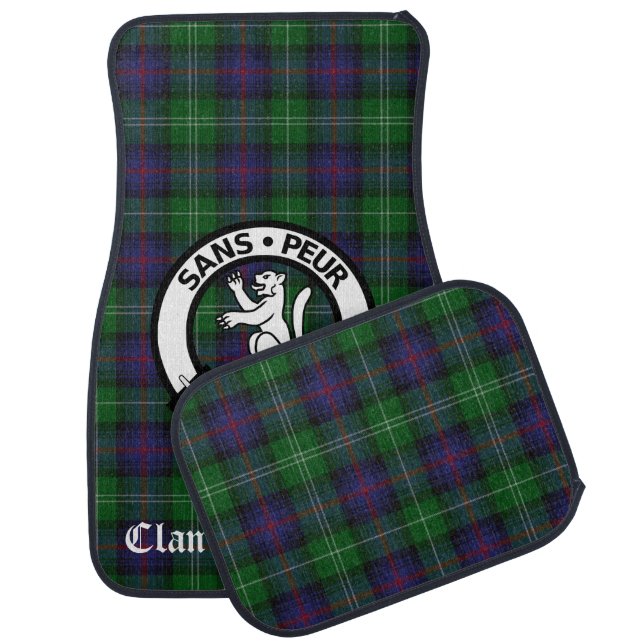 Clan Sutherland Crest Badge & Tartan Car Floor Mat (Set)