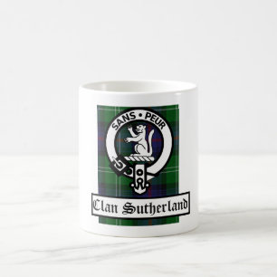 Clan Sutherland Crest Badge & Tartan Coffee Mug