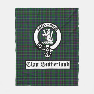 Clan Sutherland Crest Badge & Tartan Fleece Blanket