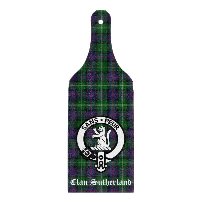 Clan Sutherland Crest & Tartan  Cutting Board (Front)
