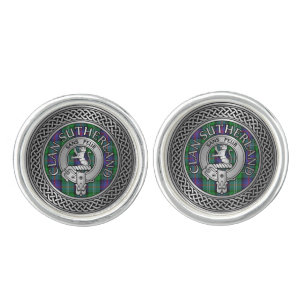 Clan Sutherland Crest & Tartan Knot Cufflinks
