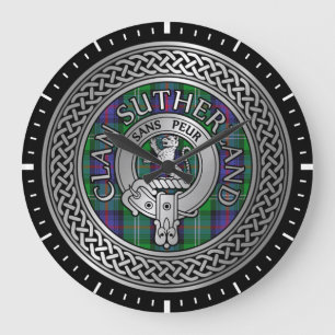 Clan Sutherland Crest & Tartan Knot Large Clock