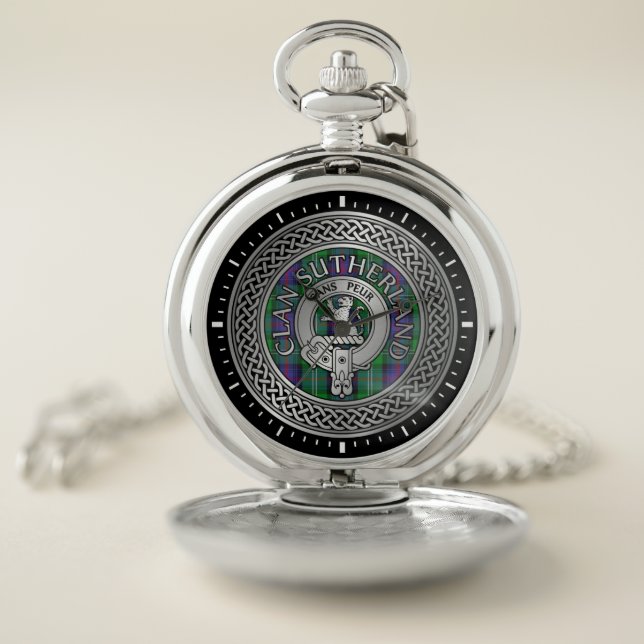 Clan Sutherland Crest & Tartan Knot Pocket Watch (Inside)