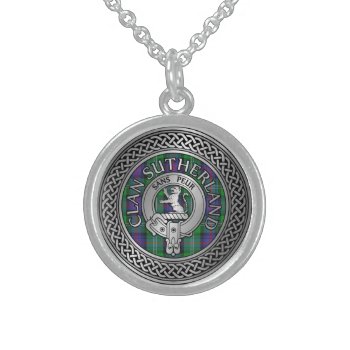 Clan Sutherland Crest & Tartan Knot Sterling Silver Necklace by Gallia_Celtica at Zazzle
