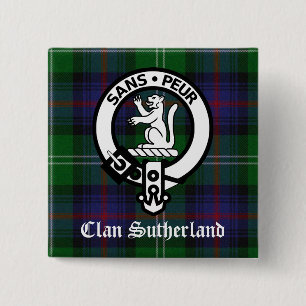Clan Sutherland Crest & Tartan Pinback Button