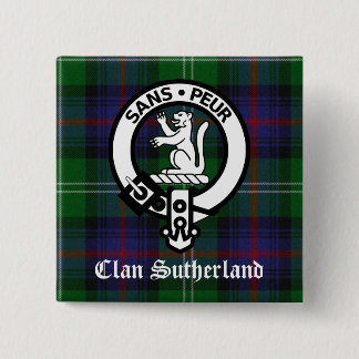 Clan Sutherland Crest & Tartan Pinback Button