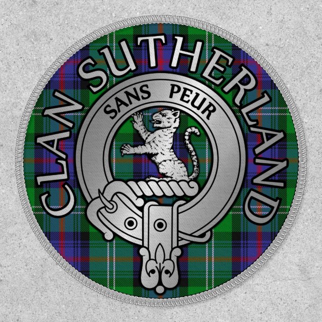 Clan Sutherland Crest & Tartan Shield Patch (Front)